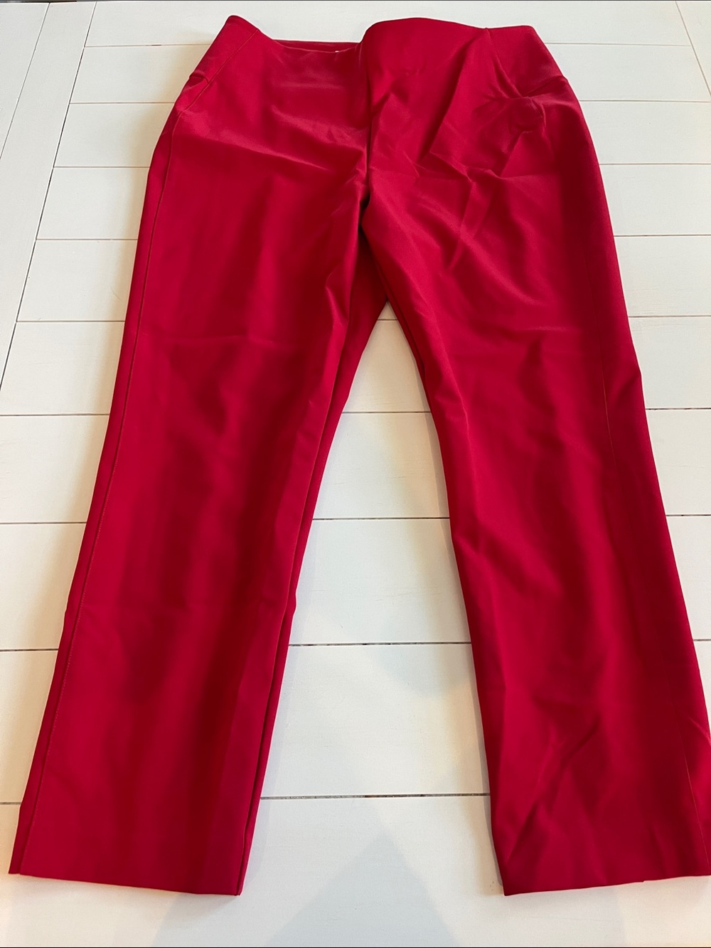 CAbi Red Tailored Straight-Leg Pants